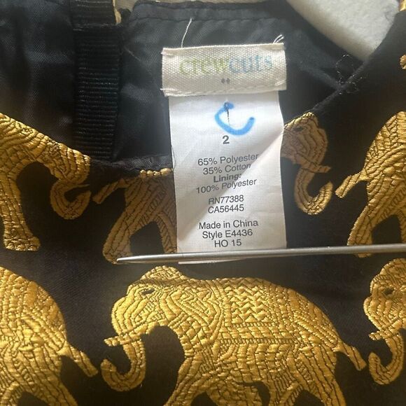 Crewcuts J. Crew Girl’s Sz 2 Festive Party Dress Elephants Gold Black Lined 2015 - Picture 5 of 7